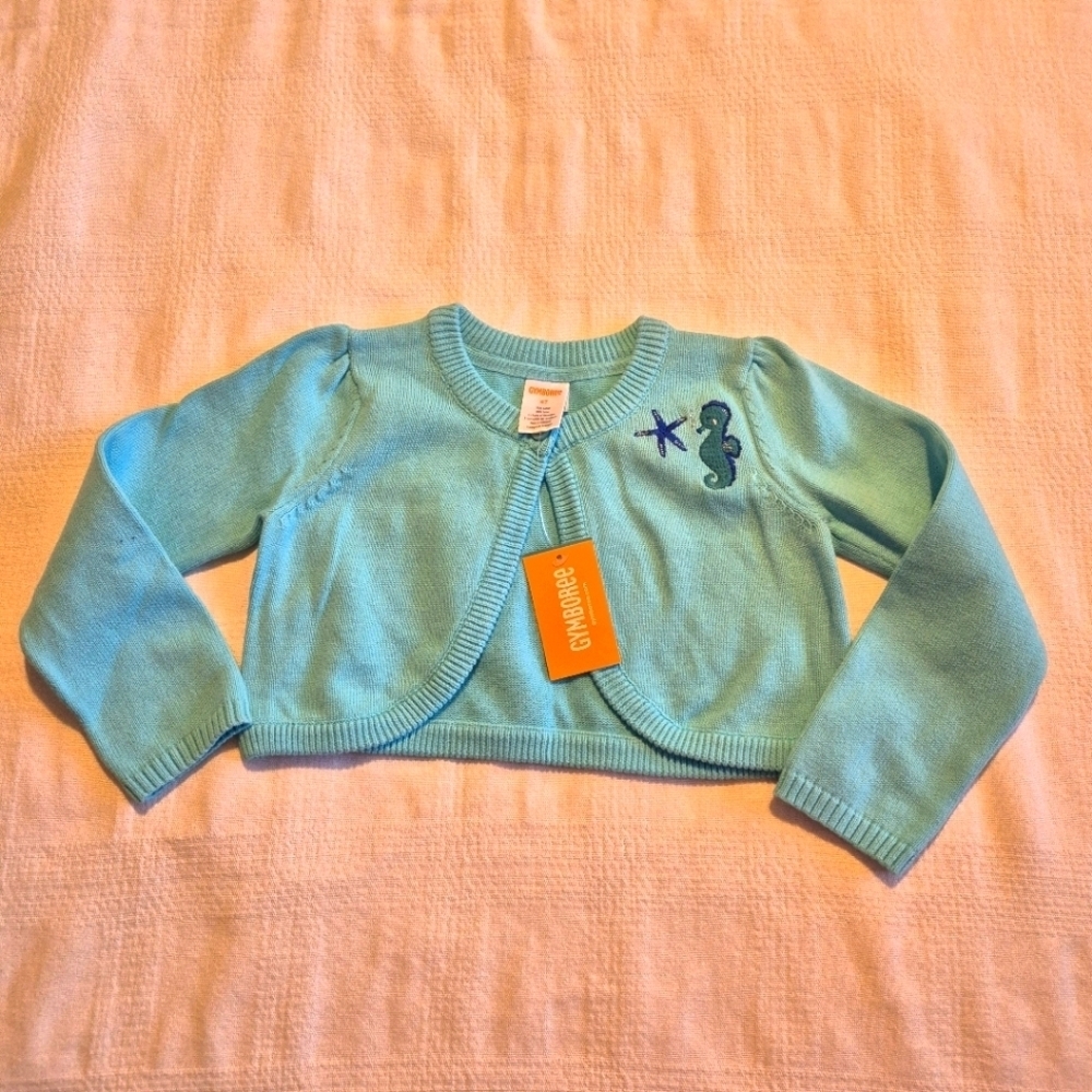 Gymboree girls size 4T Under the Sea pastel blue bolero sweater embroidery NWT
